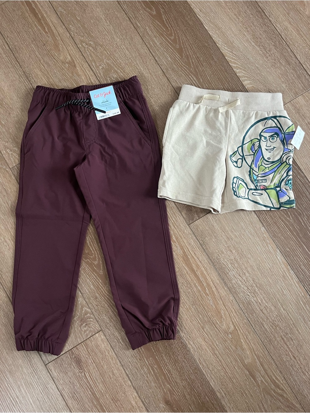 NWT Boys Maroon Jogger Size 4 & Disney Toy Story Buzz Lightyear Shorts Size 5T